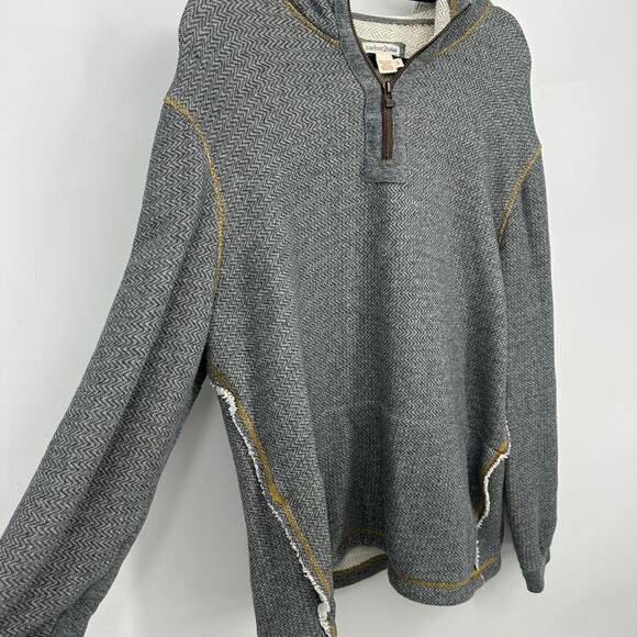 Carbon 2 Cobalt Sartorial Herringbone Knit Hoodie Large 1/4 Zip Elbow Patch - Picture 3 of 9